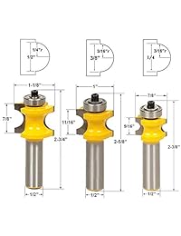 Yakamoz - Juego de 5 puntas redondas de carburo con punta redonda, 1 2" vástago medio redondo rodamiento de rodamiento de punta redonda, para cortar bocas de 1 8" 3 16" 1 4" 5 16" 3 8"