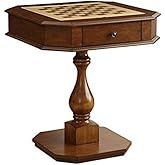 HomeStock Asian Allure Game Table in Cherry Finish, Reversible Game Board for Checkers and Backgammon, 28" x 28" x 31"
