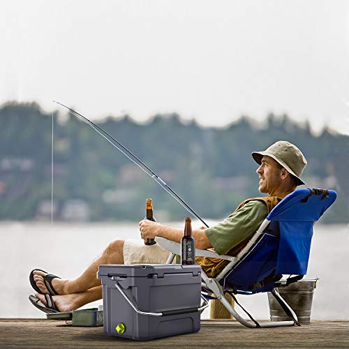 REYLEO Cooler, High-end Portable Rotomolded Cooler, 30-Can Capacity, 21 Quart, 3-Day Ice Retention, Bear Resistance, Camping Cooler, Ice Chest (Built-in Bottle Opener, Cup Holder,Fish Ruler,incl.)