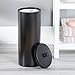 mDesign Modern Plastic Bathroom Storage and Cleaning Accessory Set - Includes Toilet Plunger, Bowl Brush, 3-Roll Toilet Paper Canister with Lid, Wastebasket Trash Can/Garbage Bin - 4 Pieces - Black