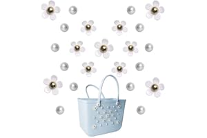 Fxfenoxo Flower Charms Compatible with Bogg Bag＆Simply Southern Totes, Pearl Bag Bits Insert Charm Accessories