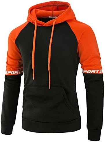 Jamemcabin Men's Hoodies Hip Hop Mens Letter Printing Hooded Pullover 3D Hoodies Sweatshirt Slim Fit Men Hoodie Orange M