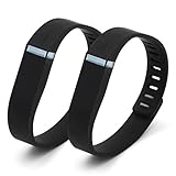 Henoda 2PCS Black Large Replacement Wristband for Fitbit Flex Bracelet Bands Activity Tracker with Clasps