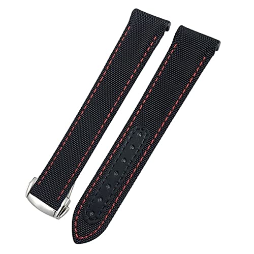 RAYESS 20mm Canvas Leather Bottom Watchband for Omega Seamaster 300 Speedmaster AT150 Planet Ocean Nylon Watch Strap