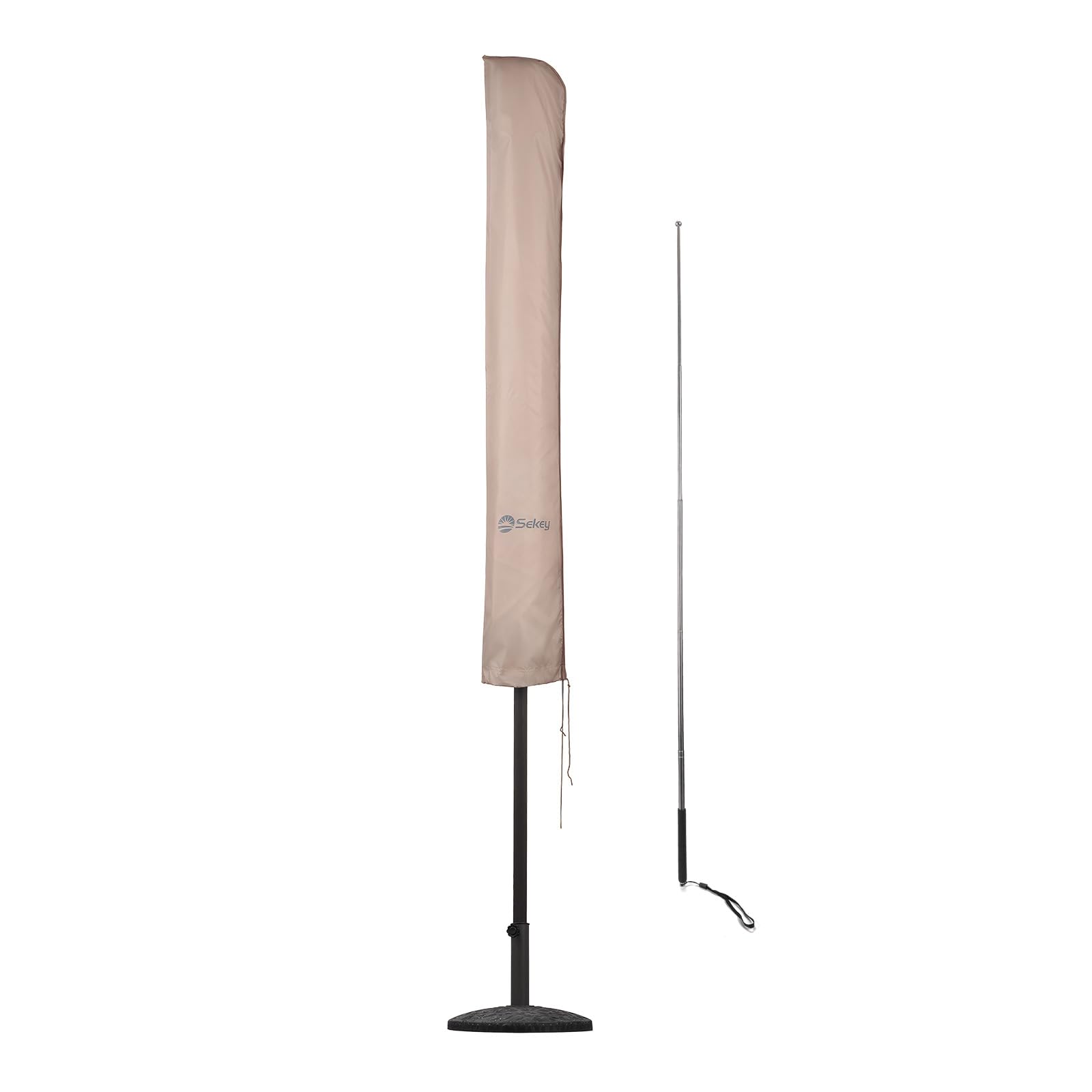 Sekey Parasol Cover for Ø 300 cm Parasols, Patio Umbrella Covers with Zipper Telescopic Pole, 100% Polyester Waterproof Windproof Rip Proof, Green - 175×30.5/36.5cm,Taupe