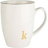 HOME SMILE Initial Coffee Cups for Women Friends Mom Daughter,Monogram Ceramic Mugs with Personalized k,Elegant Alphabet Tea Mugs,Cups for Office and Home,12 oz