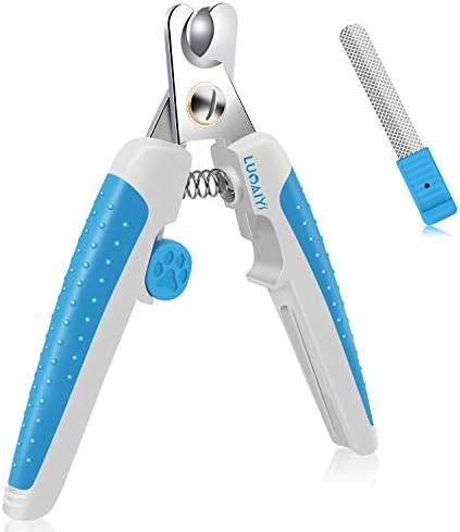 LUOAIYI Dog Nail Clippers, Professional Dog Nail Trimmers with Safety Guard, Razor Sharp Blades, and Safe Lock Switch, Bonus Min Nail File for Large Medium Small Dogs Cats