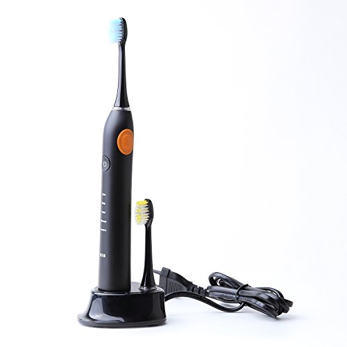 Electric Toothbrush HugeCare High Power Rechargeable Sonic Wave , Bonus 2 Sonic Toothbrush Heads Included - 2 minutes reminder ,5 models treatments ,Waterproof IPX7TB-1206