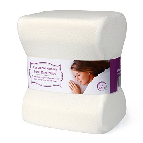 Leg Knee Pillow For Better Alignment, Better Sleep & Pain Relief | Great For Maternity & Side Sleepers, Contoured Memory Foam | BONUS Extra Velvet Cover