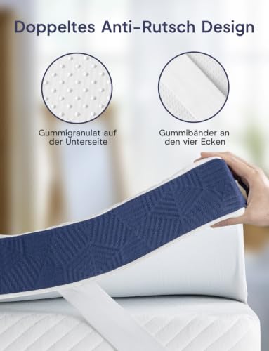 BedStory Topper 180 x 200 cm, 10 cm Height Mattress Topper Made of Gel Memory Foam, H3 and H4 Breathable Topper with Removable Cover for Mattress Box Spring Bed Sofa Bed, Oeko-Tex Certified