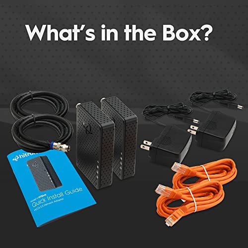 Hitron HTEM5 MoCA 2.5 Adapter Kit (2-Pack) | 2.5Gbps Ethernet Over Coax | Multi-Gig Wired Backhaul for Mesh WiFi, Streaming & Gaming | Includes 2 Adapters, Coax & Ethernet Cables