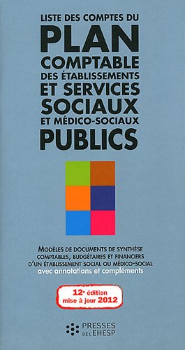 Liste des comptes du plan comptable des établissements et services sociaux et médico-sociaux publics