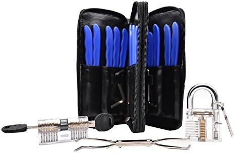 26PCS Tpadlock Transparent Lock Set Training Cutaway Crystal Pin Tumbler Keyed Padlock, Two Common Locks For lock pick set and Users Manual