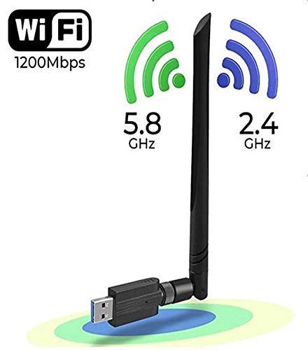 Wireless WiFi Adapter 1200Mbps USB3.0 WiFi Dongle 2.4G/5G 802.11ac Network Adapter with High Gain Antenna for Desktop Laptop PC Support Windows XP/10/8/8.1/7/Vista/2000,Mac 10.4-10.13