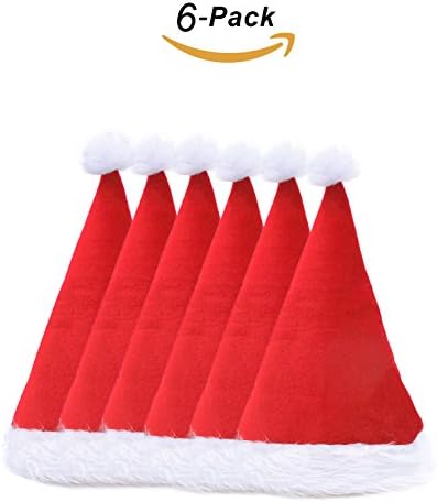 Tititina Christmas Santa Hat Plush Cap Cosplay Costume For Adult or Children,6 Pieces
