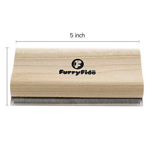 DeShedding Brush by Furryfido Wooden Design, Effective Grooming Tool for Dog, Cat and Horse Fur Remove