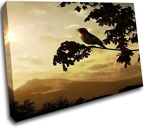 Bird Tree Sunset Mountain Smashed Wall Frame 3D Art Stickers Mount Room H519(8x12inch (20x30cm))