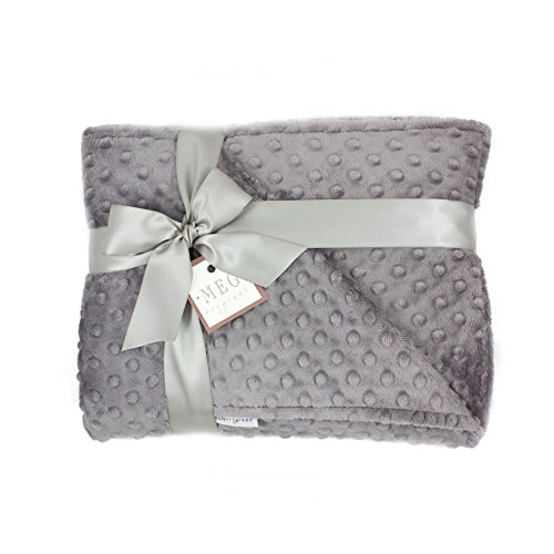 MEG Original Minky Dot Crib/Toddler Bed Baby Blanket, Double-sided Charcoal 670