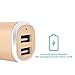Gold car charger-Tranesca 24W Dual Port USB car charger for iPhone 7/iPhone 7 Plus/iPhone 6s/iPhone 6/iPhone 5s,iPad Air/iPad Pro;Samsung Galaxy Note Series and other Android and iOS devices-Gold