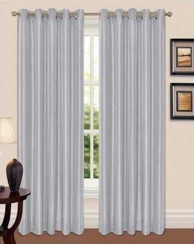 roma soft furnishings cortinas de seda sintetica totalmente forradas ojales en la parte superior con alzapanos 66 x 54 cm color plateado