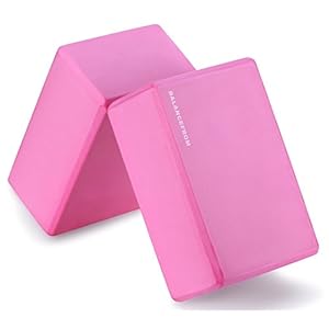 BalanceFrom GoYoga Set of 2 High Density Yoga Blocks, 9″x6″x4″ Each [NEWEST VERSION] (Pink)