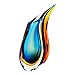 Luxury Lane Hand Blown Multicolor Sommerso Teardrop Art Glass Vase with Angled Lip 11 inch Tall