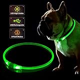 LED Dog Collar, USB Rechargeable Flashing Light Up Collar for Safety at Night, Adjustable Water Resistant Bright Lighted Collar for Small Medium Large Dogs