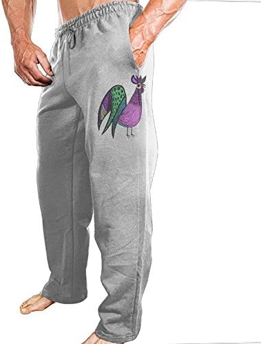 Grhoodie1 Purple Folk Art Rooster Men's Training Pants Ash Size M