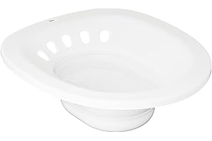 PRIDKEN Sitz Bath,Sitz Bath for Hemorrhoids, Sitz Bath for Toilet Seat, Sitz Bath for Postpartum Care,Collapsible Sits Bath Kit for Women,Easy to Store,Flusher Hose,Wide Seat,Deeper Bowl (White)