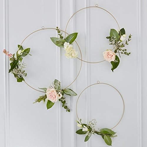 Ginger Ray Gold Floral Wedding Hanging Hoops for Flowers Foliage 3 Pack - Image 3
