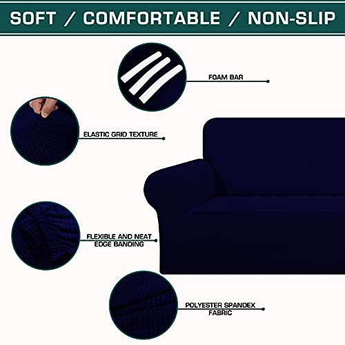 TFJ Stretch Couch Cover for Dogs, Soft Sofa Cover, XL Couch Slipcover with Elastic Bottom Anti-Slip Foam Washable Furniture Protector for Pets, Kids