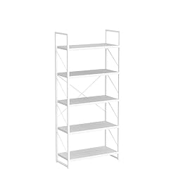 YITAHOME 5 Tiers Bookshelf, Modern White