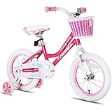 JOYSTAR 12 Inch Kids Bike for 2 3 4 Year Girls, Child Bicycle with Training Wheels & Basket, 85% Assembled, Pink