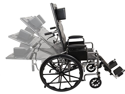 ProBasics Full Reclining Manual Wheelchair with 16" x 17" Vinyl Upholstered Seat, Removable Desk-Length Arms, and Elevating Legrests, supports patient weights up to 300 pounds - Thumbnail 2