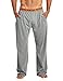 Balanced Tech Men's Solid Cotton Knit Pajama Lounge Pants - Medium Heather Grey/Orange - Medium