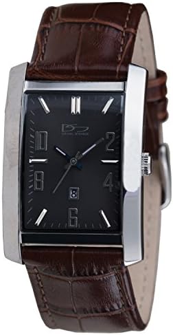 Richmond Steel Brown Watch - Classic Rectangle Case - Premium Grade Solid Stainless Steel - Brown Leather Band - Precision Quartz Movement with Date