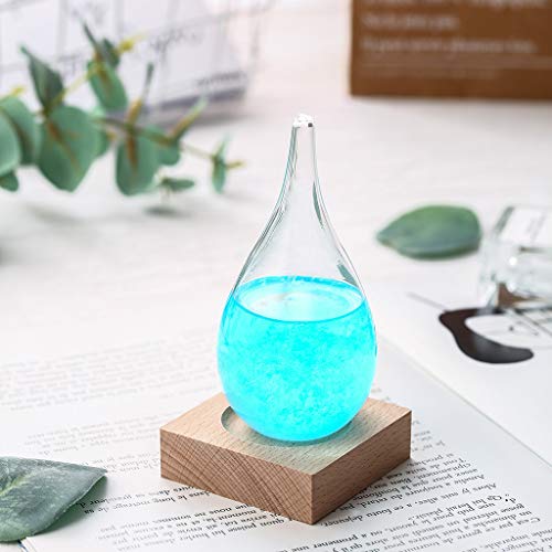 YFancy Weather Bottle, Storm Glass Weather Predictor - Nordic Style Creative Fashion Home and Office Decorative Weather Glass Bottle Crystal Drop Water Shape Glass Decor Home Gift (Blue)