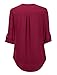 VIISHOW Women's Summer Blouses V Neck Cuffed Sleeve Blouse Shirts Tops Red L