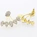 Ear Stud Crawler Earrings Cuff Climber Ear Wrap Pin Cute Women Vine Chandelier Rhinestone Clip on Jewelry Golden Plated