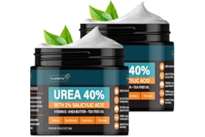 NUVADERMIS Urea Cream 40 Percent for Feet - Urea Foot Repair Lotion - Maximum Strength For Dry Cracked Heels - 2% Salicylic Acid, Shea Butter, Tea Tree Oil, Vitamin E - 5.29 oz Jar - 2 Pack