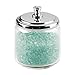 iDesign York Bathroom Vanity Glass Apothecary Jar for Cotton Balls, Swabs, Cosmetic Pads - Clear/Polished Lid,Small