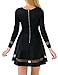 Grapent Women's Black Cocktail Long Sleeve Mesh A-line Skater Short Dress Casual
