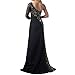 Sue&Joe Women's Prom Gowns One Shoulder Lace Long Sleeve Mermaid Slit Maxi Dress