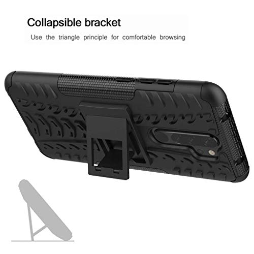 Newlike Redmi Note 8 Pro, Back Cover, Premium Real Hybrid Shockproof Bumper Defender Cover, Kick Stand Hybrid Desk Stand