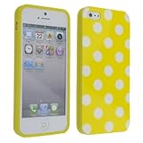 Stylish White Polka Dots Yellow Soft Shell Cover Back Case for Apple iPhone 5