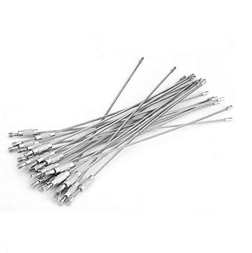 HEEPDD Stainless Steel Wire Cable Keychain, 5.9 Inch Key Ring Loops with Screw Locking, 20 Pack, for Outdoor Hiking Home Car Keys