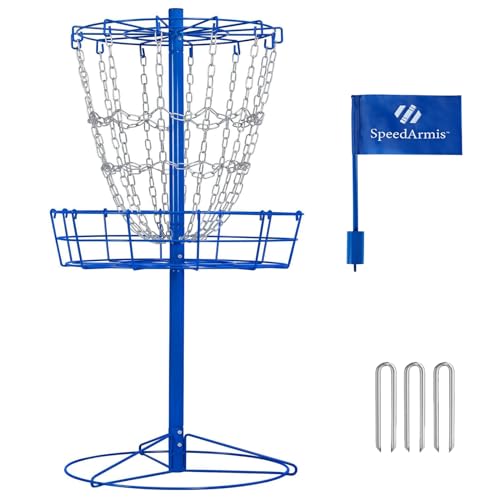 SpeedArmis Portable Disc Golf Basket Targets with Heavy Duty 12 Double Steel Chains