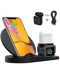 Cargador inalámbrico, base y base de carga inalámbrica Bestrans 3 en 1 rápida, compatible con iWatch Series1   2 3 4, Airpods y iPhone Xs   Xs Max   XR   X   8 8 Plus   Todos los teléfonos habilitados para Qi