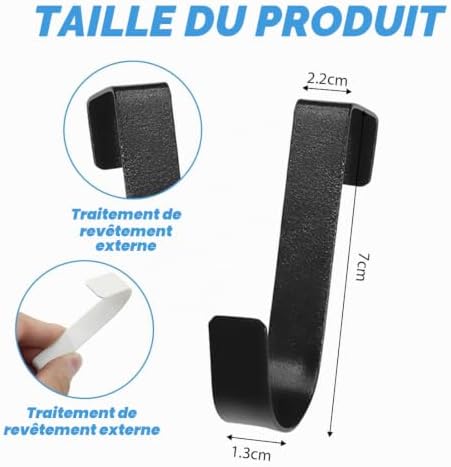 5 Crochets de Porte, Crochets Pour Armoires Et Placards, Crochets de Porte en Acier Inoxydable à Suspendre, Pour Salle Séjour, Salle Bain, Cuisine, Serviettes, Vêtements, Chapeaux, Manteaux(Noir)