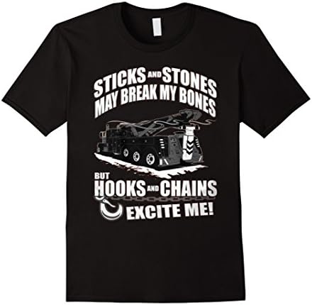 Men's STICKS and STONES May Break My Bones - Tow Truck Shirts XL Black